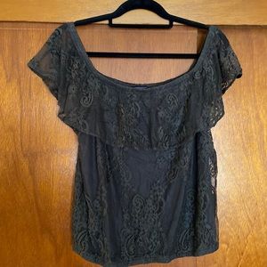 Grey American Eagle off the shoulder top